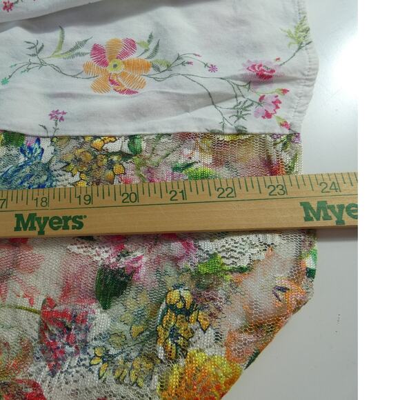 Valerie Stevens Women's Small Floral Blouse Sheer Mesh 3/4 Sleeves - Picture 7 of 9